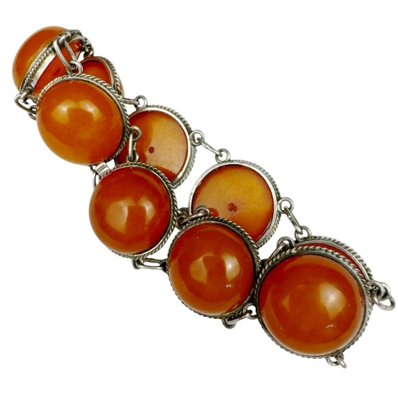 Continental Silver & Carnelian Link Bracelet - Picture 6 of 16